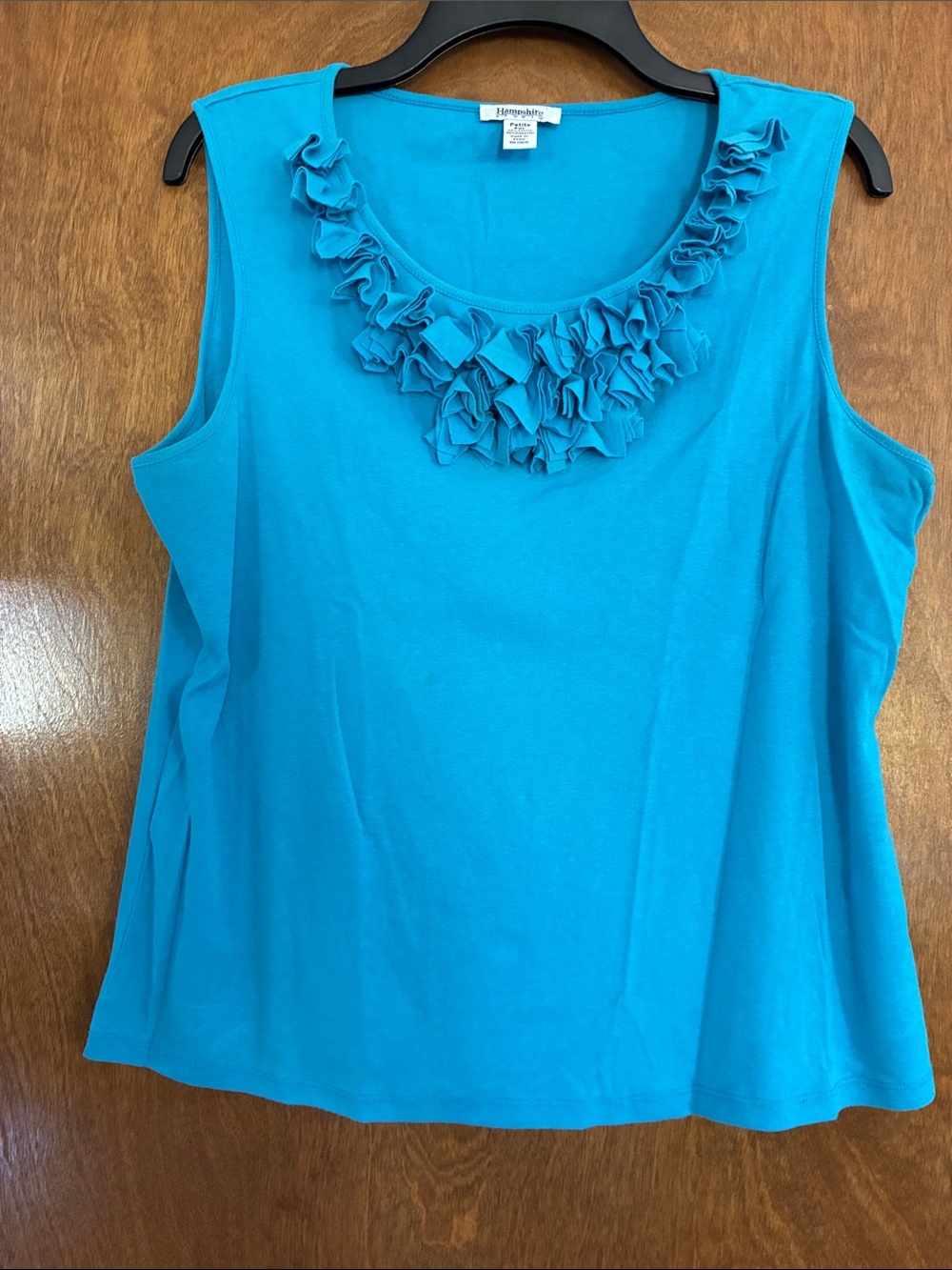 Hampshire Studio Blue Ruffle Scoop Neck Tank Top Size Petite XL